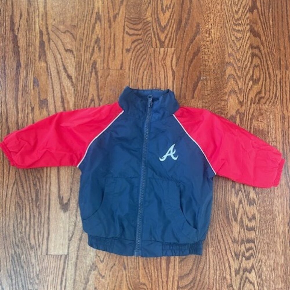 Infant Atlanta Braves Windbreaker Jacket Blue/Red Sz. 6–9 Months  Full Zip EUC